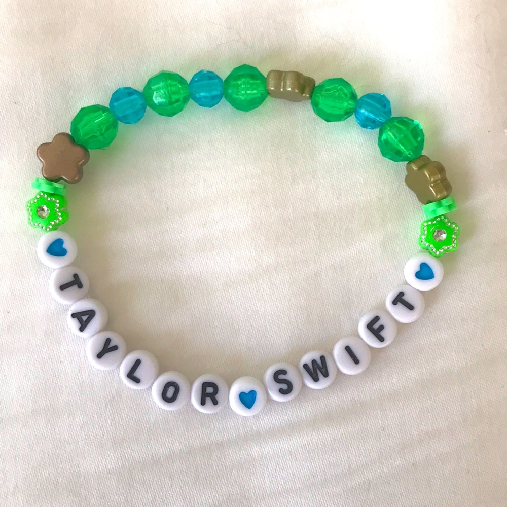 Blue and green, gold bracelet, "Taylor Swift" Album Swiftie friendship bracelet